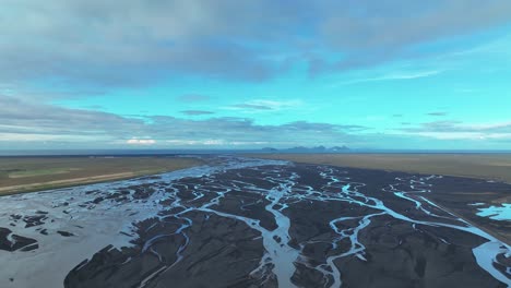 riverbed of braided river near westman islands in south iceland