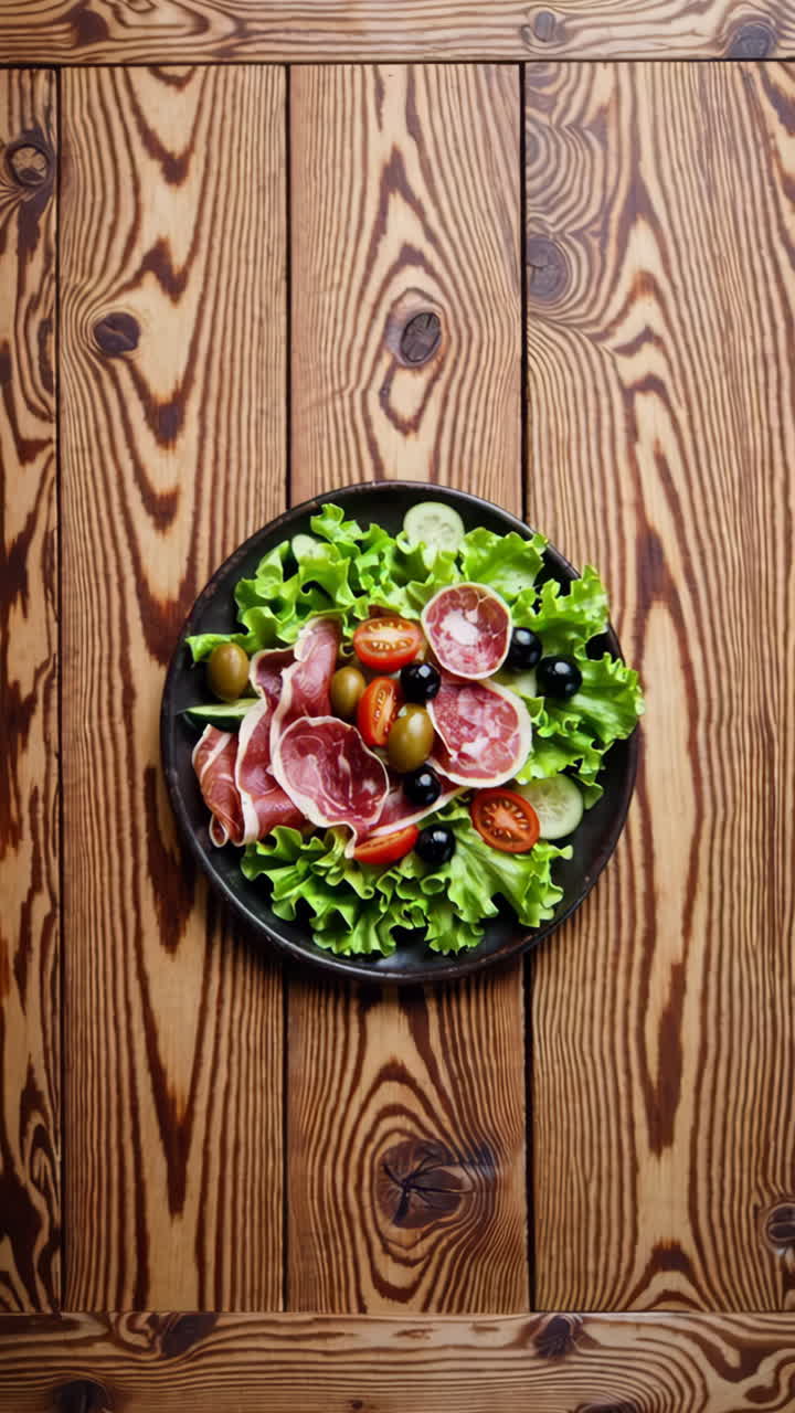 Gourmet Prosciutto Salad with Olives and Fresh Vegetables