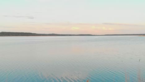 hermosa puesta de sol rosa sobre un estanque de pesca, tarde relajante junto al agua