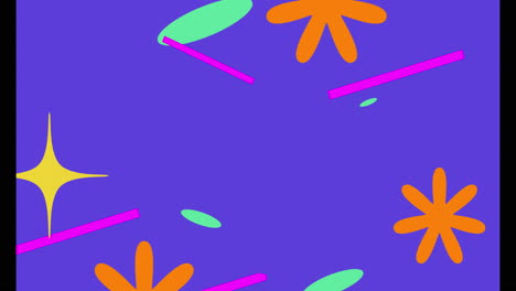 animación de formas coloridas sobre un fondo azul