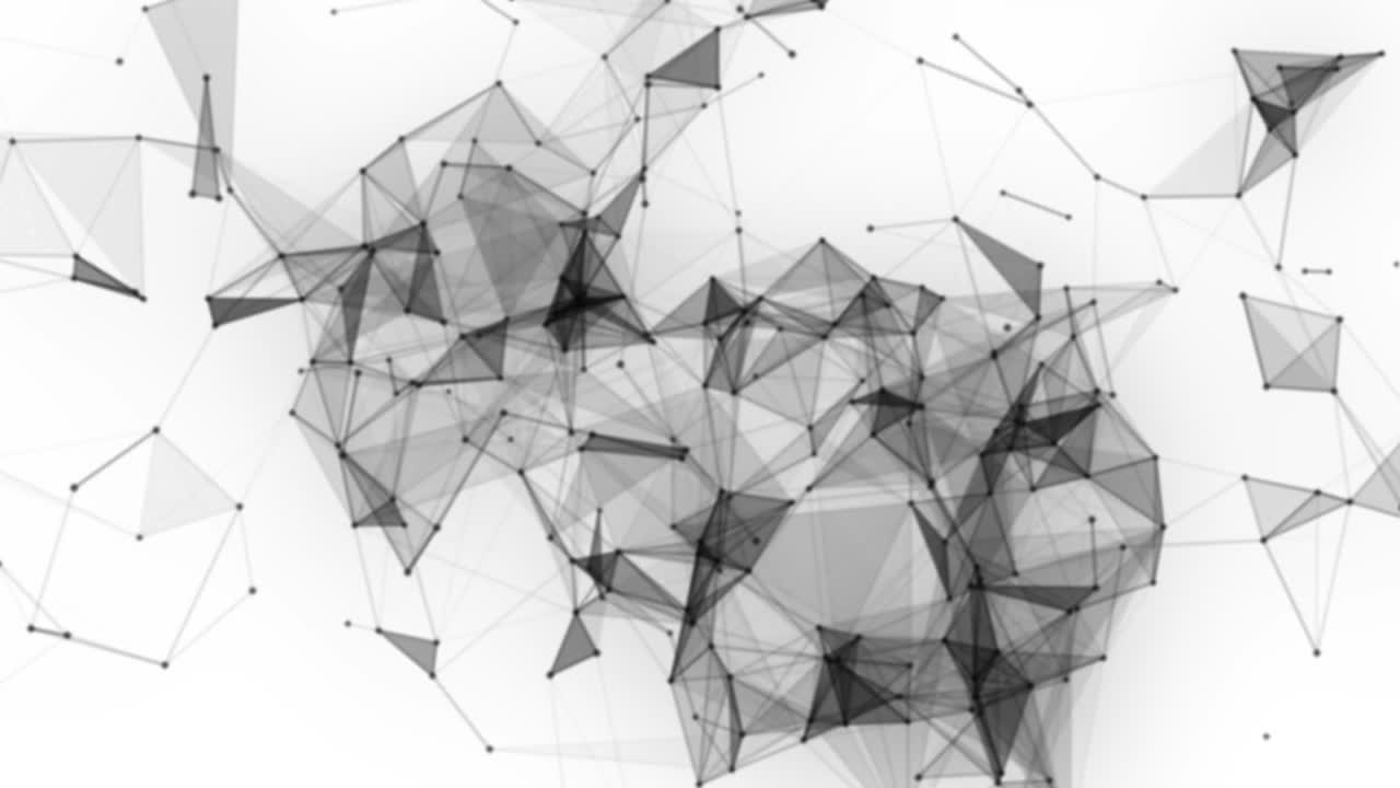 Plexus fantasy abstract technology. Abstract geometric background with moving lines, dots and triangles. Science. Medicine and technology. Loop animations