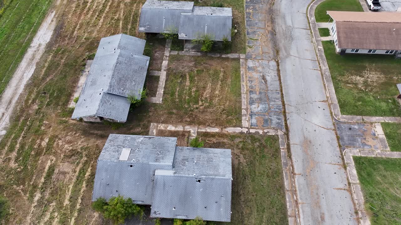 Aerial view of Picher, Oklahoma - a ghost town and EPA Superfund site that was abandoned in 2009