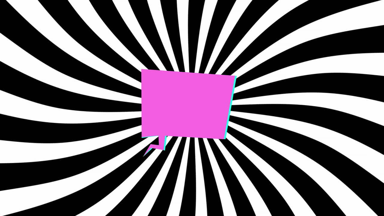 검은색과  ⁇ 색 줄무 ⁇  배경 위에 분홍색 그래픽의 애니메이션