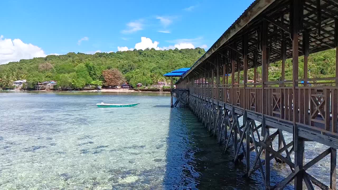 Pier bridge on Karampuang Island, Mamuju, West Sulawesi, Indonesia