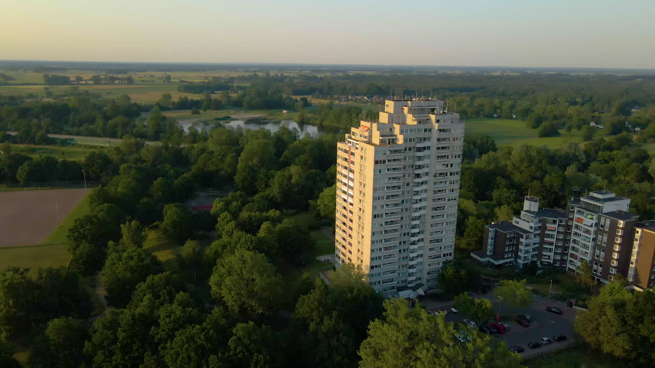 Tower Block Housing In Bremen, Germany - aerial shot