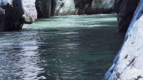 The-river-Passer-flows-through-the-Gilf-Gorge-in-Meran,-South-Tyrol,-Italy