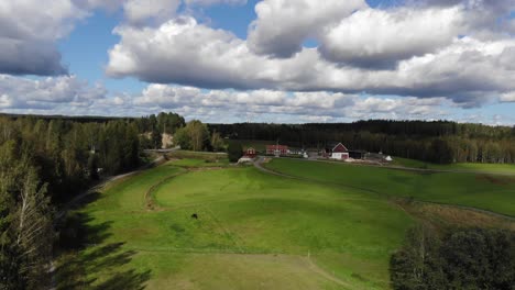 drone footage over field in sweden