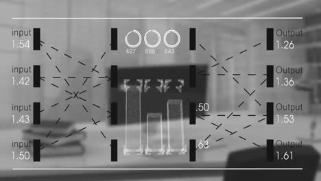 Animation-of-statistical-data-processing-against-empty-office