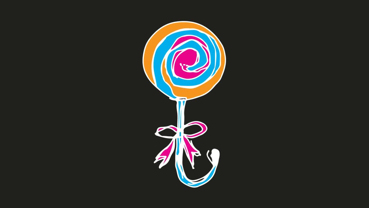 아이들은 사탕의 주제로 검은 바탕을 그리고 있습니다.