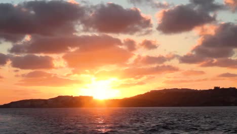 Sunset-over-the-island-of-Malta,-Mediterranean-Sea