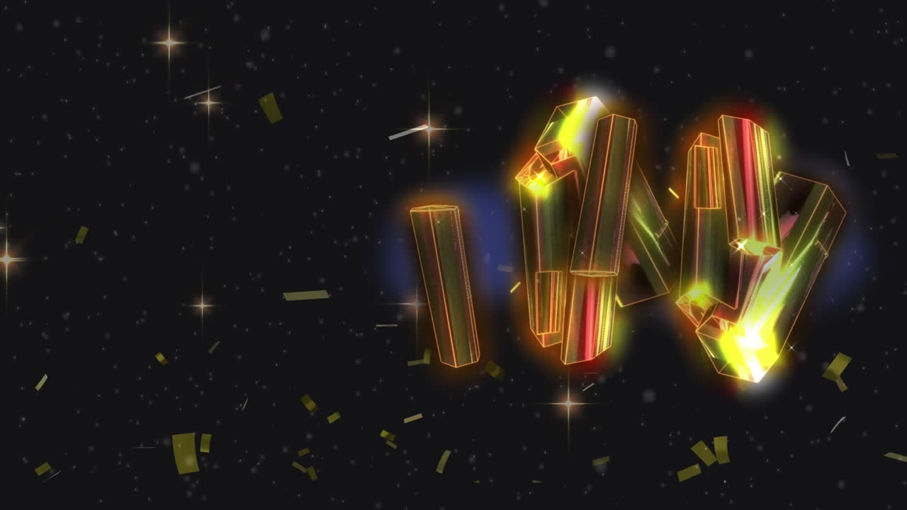 크리스마스에 콘페티와 크리스탈의 애니메이션.