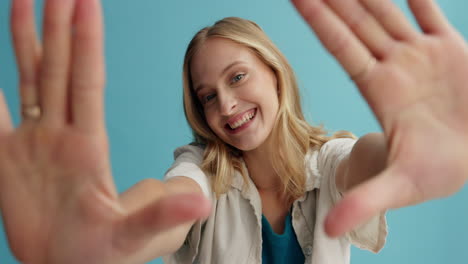 happy woman taking a selfie