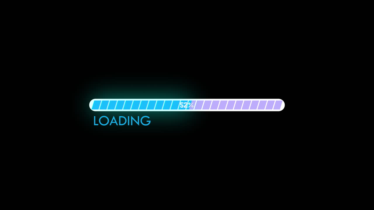 Digital Loading Progress Bar Animation on Black Background