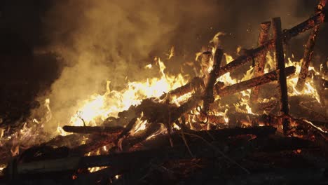 burning remains of festival float in shiga, sagicho matsuri japan 4k