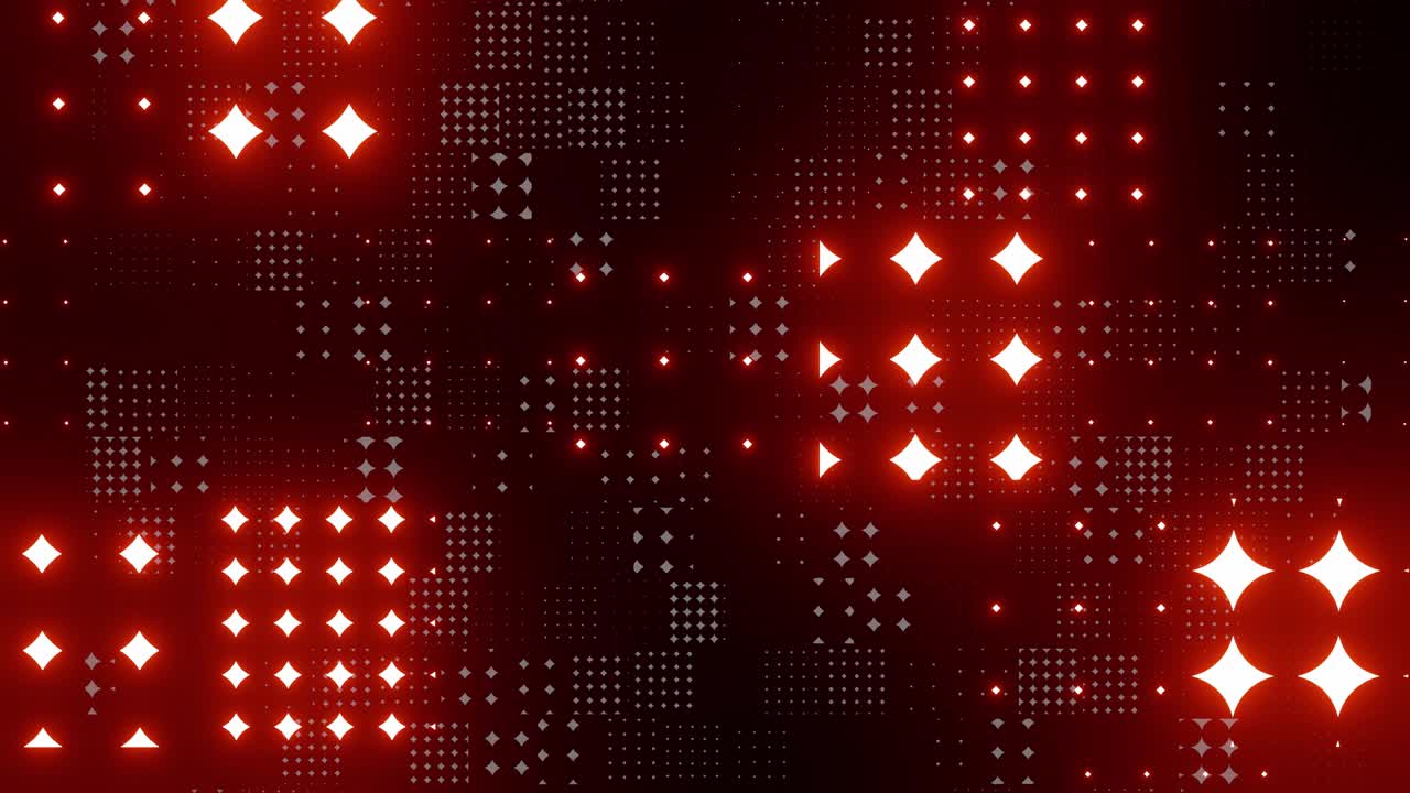 추상적인 은 점과 사각형 패턴의 애니메이션, 원활한 루프 효과