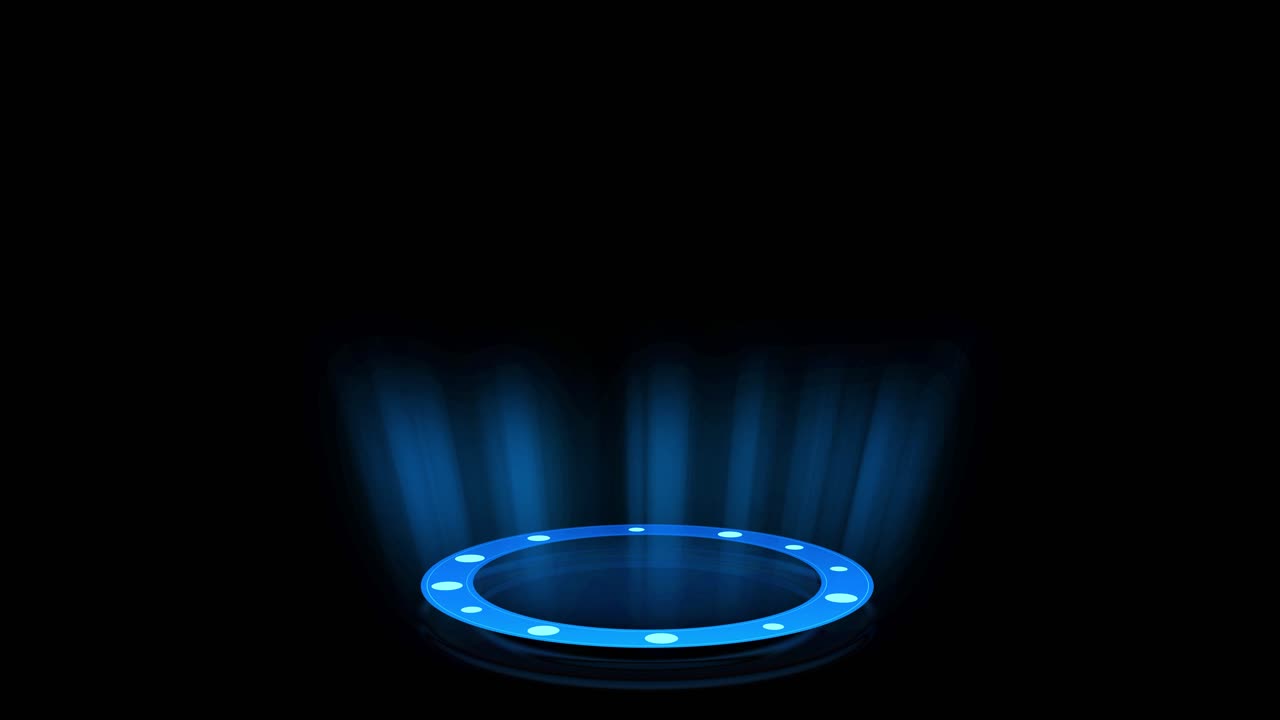 Glowing Blue Circle Platform on Green and Black Backgrounds