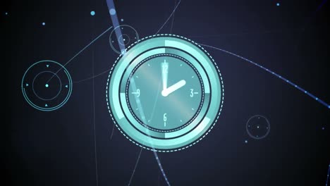 animación de la red de conexiones en la red de conexiones en movimiento de reloj.