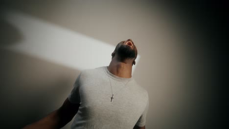 man expressing joy