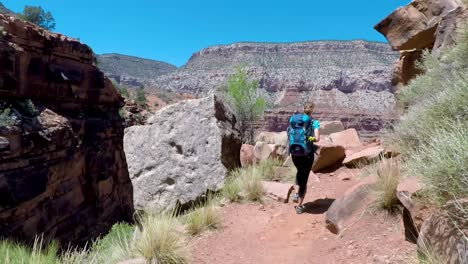 Frau,-Die-Im-Grand-Canyon-Wandert