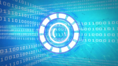 animación del escaneo del alcance sobre el procesamiento de datos sobre fondo azul