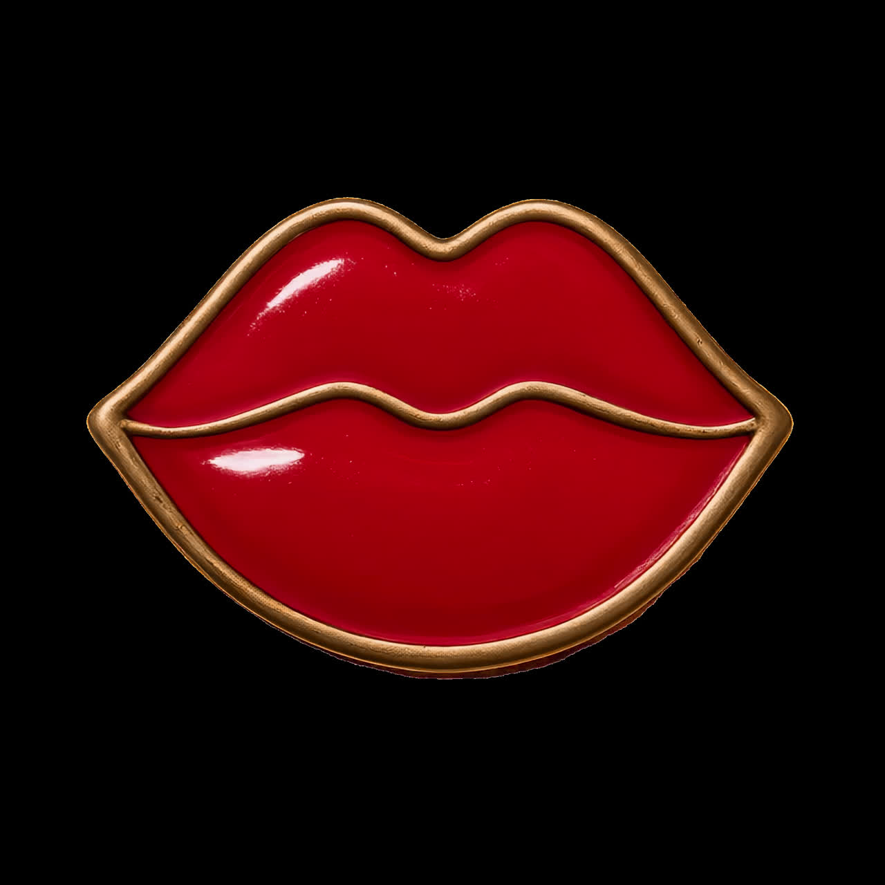 Glossy red lips biting animation isolated asset, transparent 4K video, alpha channel, ProRes 4444