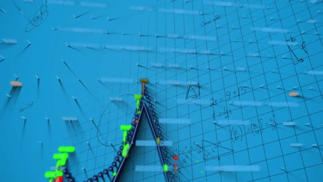 animación de gráficos y fórmulas matemáticas en fondo azul.