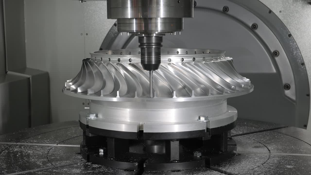 lavorazione dei metalli macchina di fresatura cnc. taglio del metallo tecnologia di lavorazione moderna.