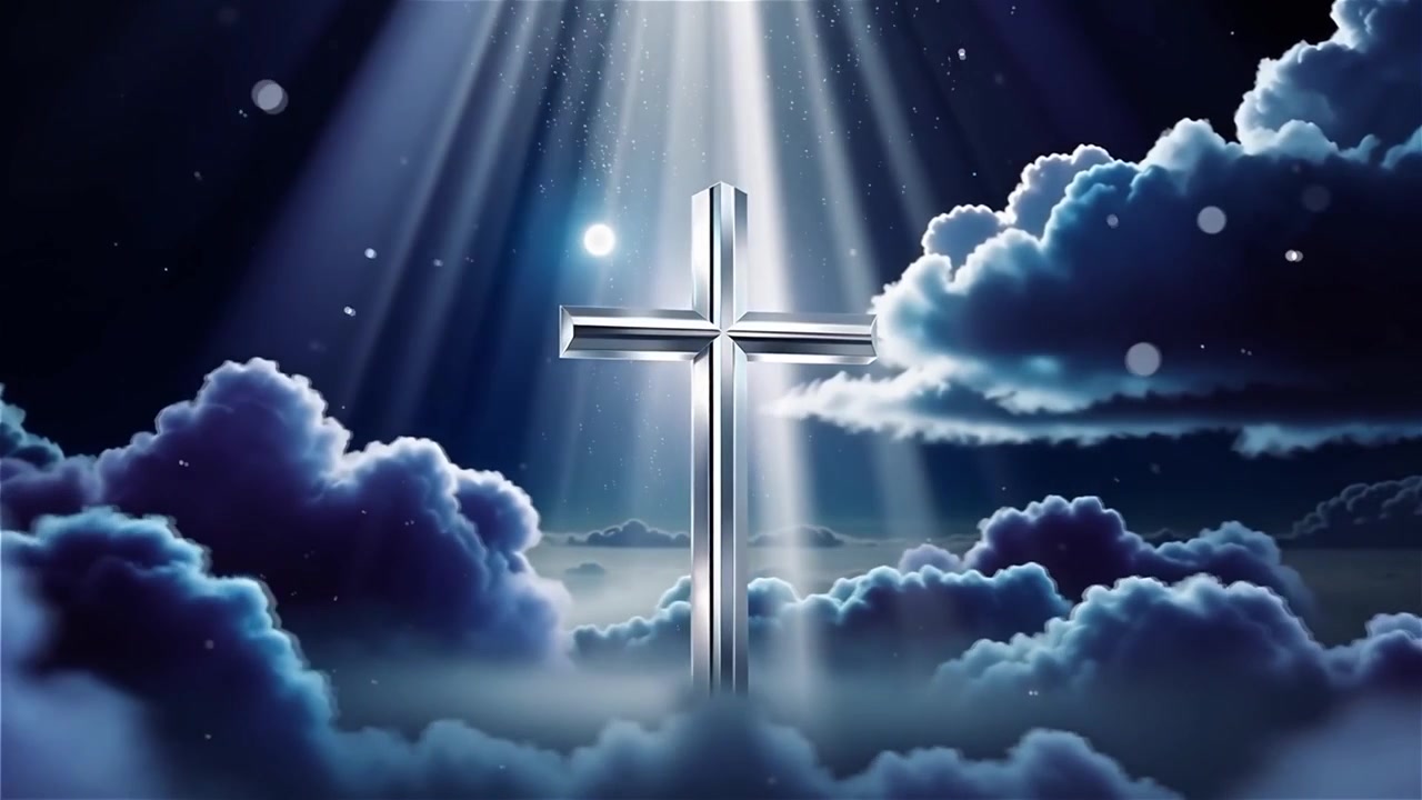 Christian Cross Heavenly Light Worship Background