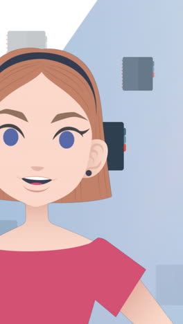animación de una mujer hablando sobre los iconos del cuaderno