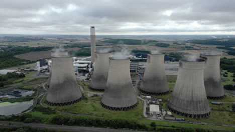 Ratcliffe-on-Soar-Nuclear-power-plant-aerial-view-orbiting-cooling-towers-in-the-Nottingham-countryside