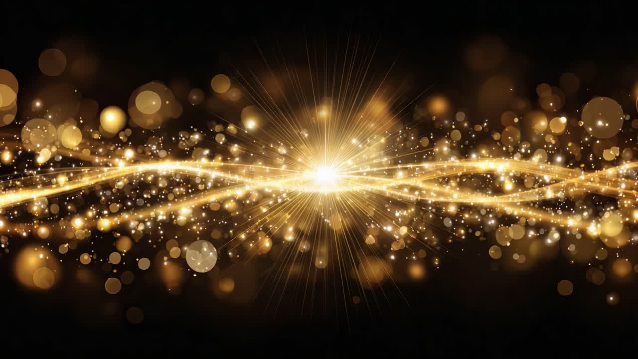 Splendore Dorato Illuminante: Una suggestiva esibizione di luci scintillanti ed energia radiosa che trasforma l'atmosfera in un'esperienza cosmica ipnotizzante.