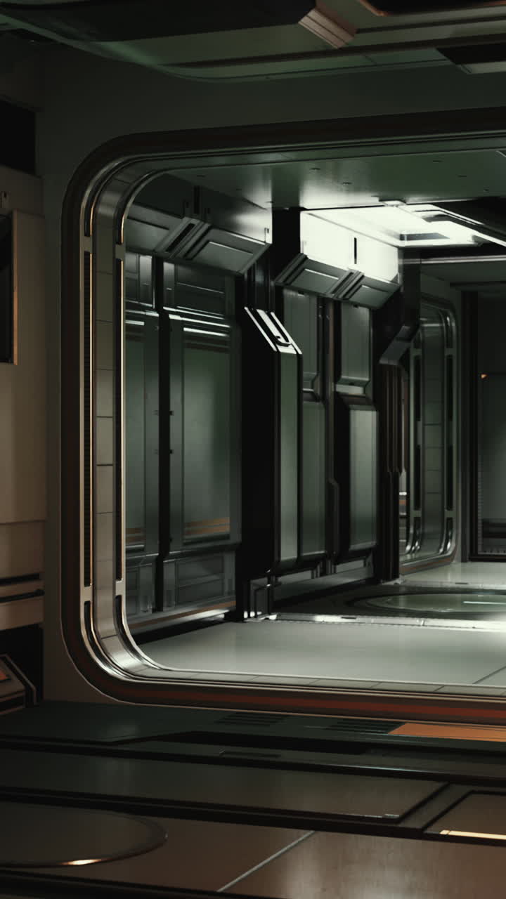 interior del corredor de la nave espacial futurista
