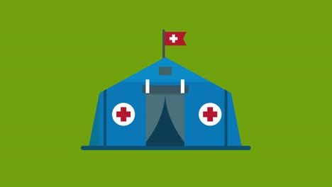 hospital camp icon animation on the green screen background. 4k video. chroma key. useful for explainer video, website, greeting cards, apps, and social media posts