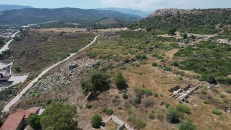 Drohnenaufnahme-Der-Lykischen-Ruinen-Der-Antiken-Stadt-Xanthos-In-Der-Türkei