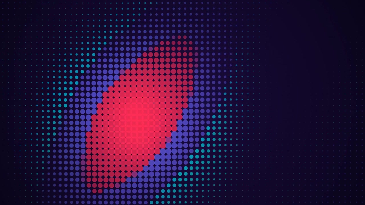 Sfondo astratto in movimento con punti mezzotono colorati pulsanti