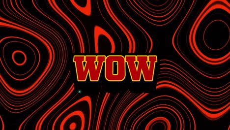 Animation-of-wow-text-over-red-liquid-background
