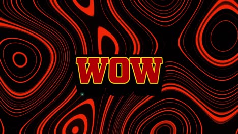 animation of wow text over red liquid background