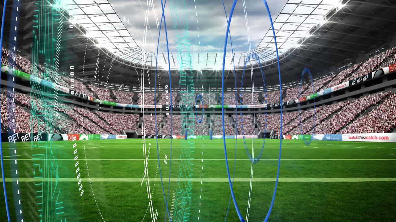 animación de la interfaz digital con un estadio abierto giratorio de bloqueo seguro