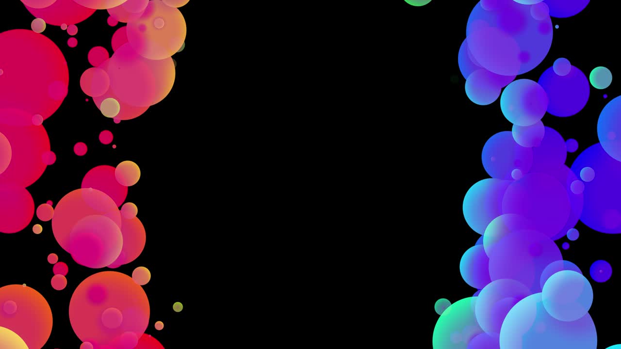 4k loop seamless abstract background with beautiful multi-colored balls in 2d flat style smoothly move like paint bubbles in oil. Luma matte as alpha channel.