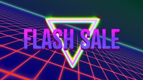 Animation-of-flash-sale-text-over-colourful-grid