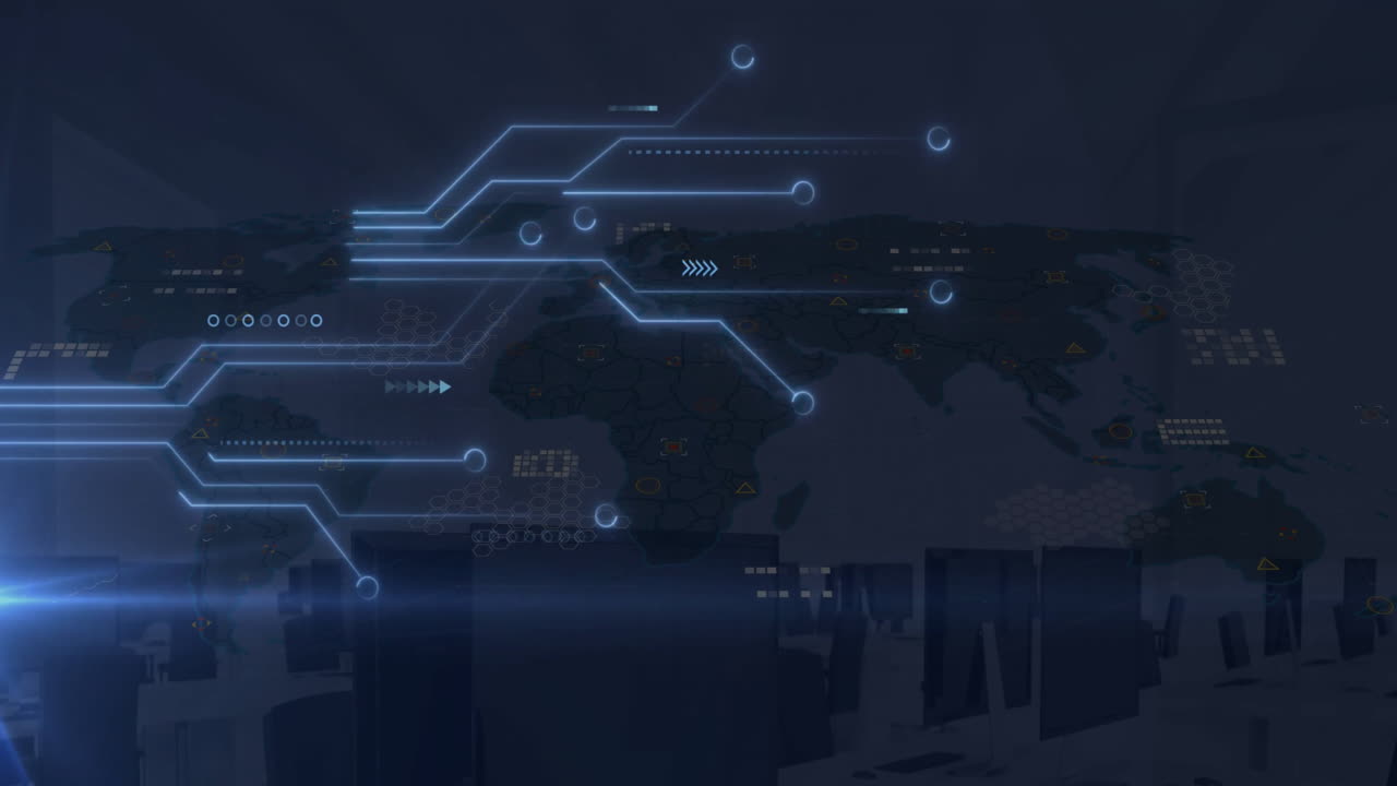 animación de la placa de circuitos, procesamiento de datos informáticos a través del escaneo de alcance