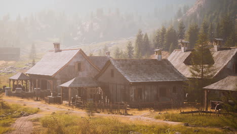 misty mountain village: a peaceful rural scene