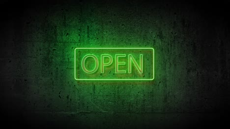 green neon sign open