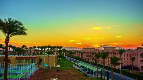 time lapse shot of golden hour at sky over luxury resort in egypt