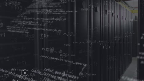 animación de ecuaciones matemáticas y procesamiento de datos contra la sala de servidores de computadora