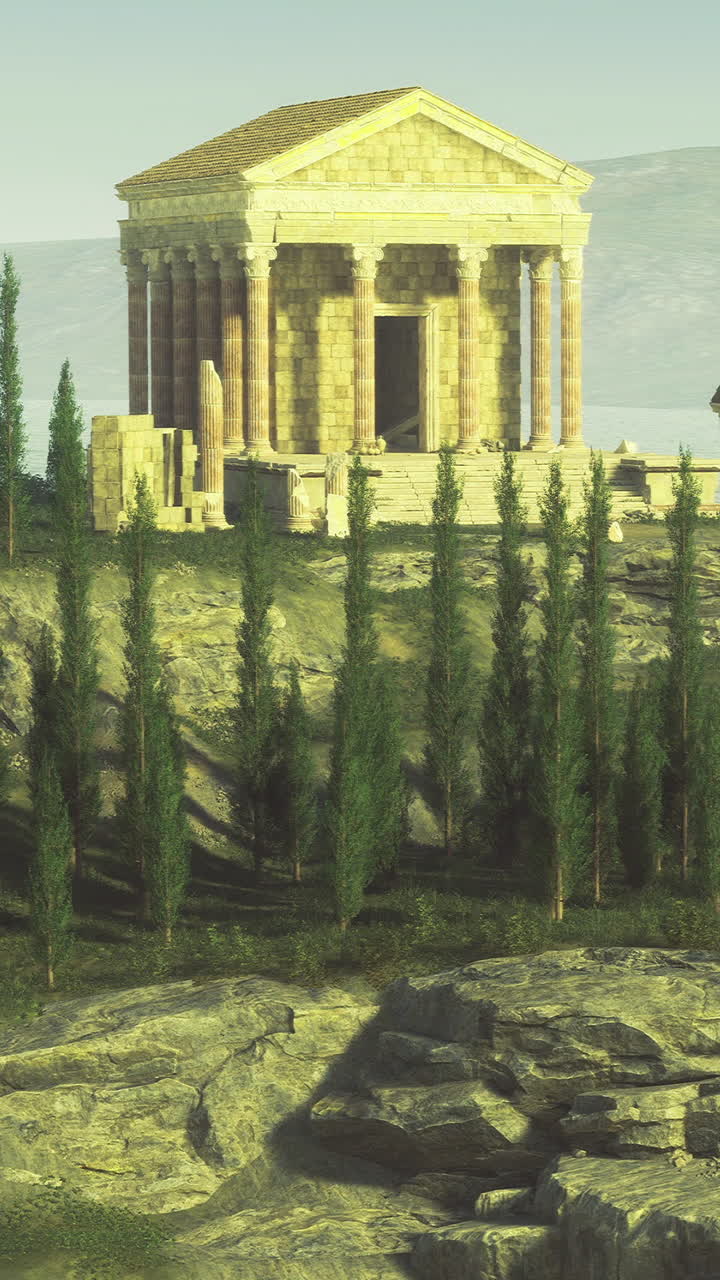 Antiguo templo se erige orgullosamente con el telón de fondo de un paisaje sereno.