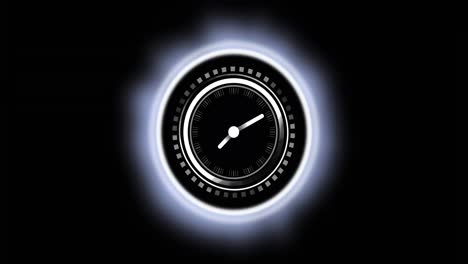 animación de escaneo de alcance con reloj en fondo negro