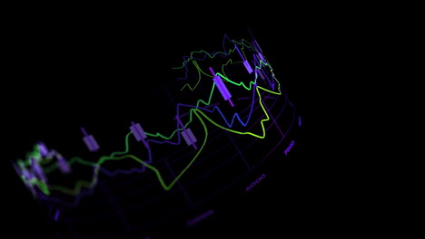 Animation-Der-Finanzdatenverarbeitung-Auf-Schwarzem-Hintergrund