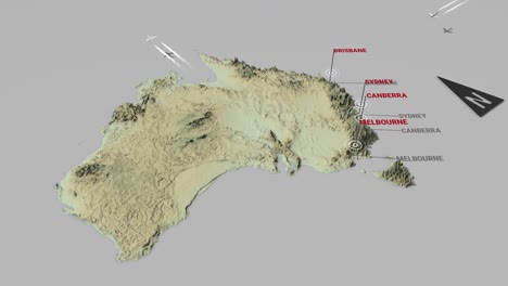 mapa del terreno en 3d de australia
