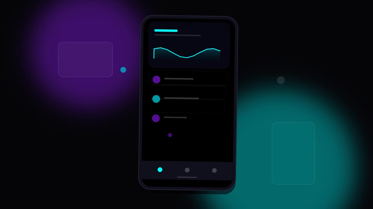 Animazione di interfaccia digitale astratta su schermo di smartphone